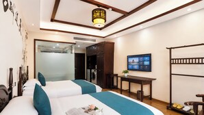 Kamar Twin Superior, 2 Tempat Tidur Double, hot tub, pemandangan bukit