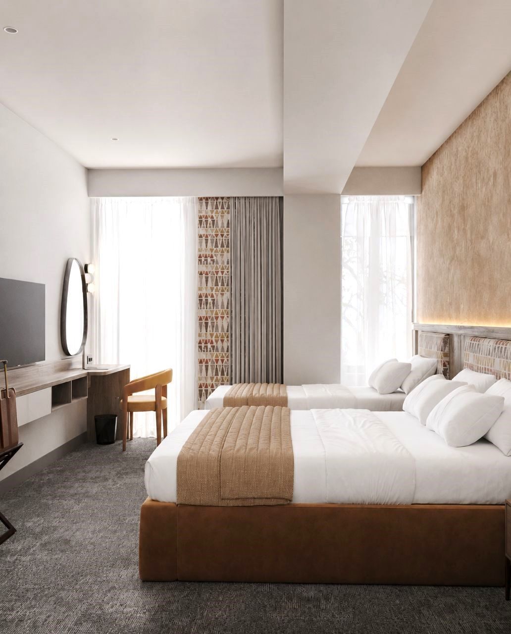 In-room safe, desk, laptop workspace, soundproofing