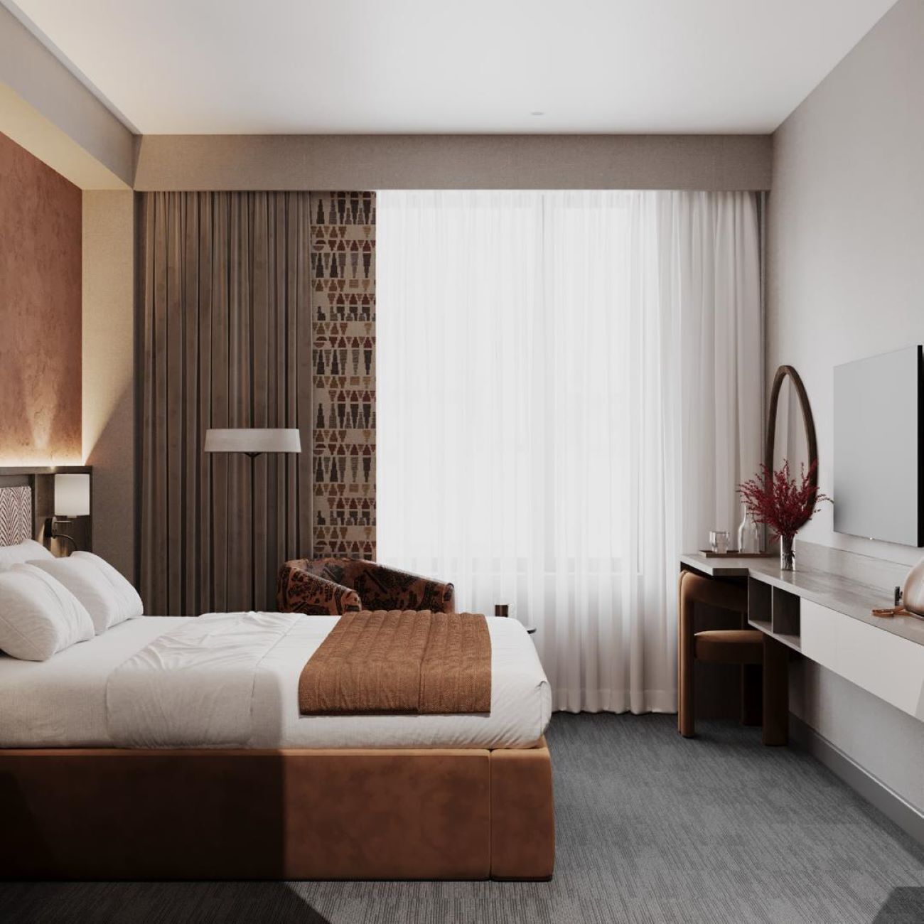 In-room safe, desk, laptop workspace, soundproofing