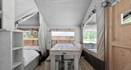 Riverfront Safari Tent with Scenic Views and Deck in Blacksburg, Virginia