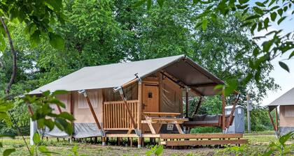 Riverfront Safari Tent with Scenic Views and Deck in Blacksburg, Virginia