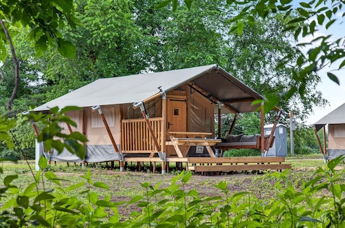 Riverfront Safari Tent with Scenic Views and Deck in Blacksburg, Virginia