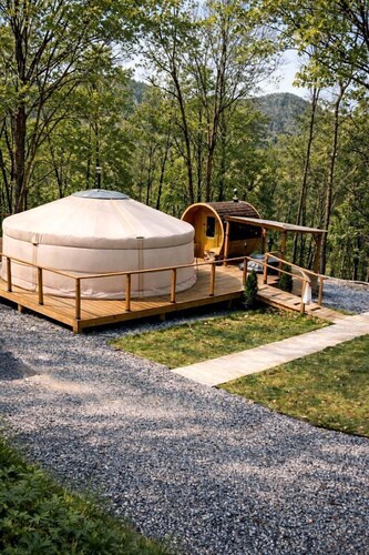 Authentic Mongolian Yurt with Hot Tub Near Deep Creek Lake, West Virginia