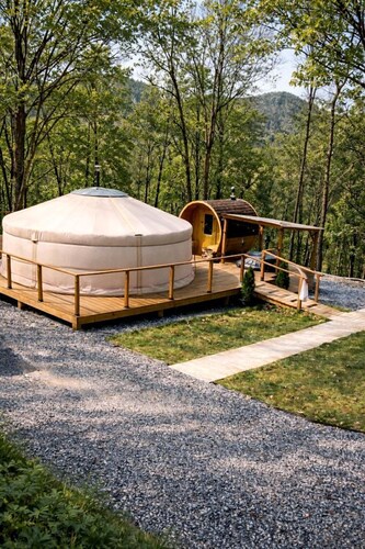 Authentic Mongolian Yurt with Hot Tub Near Deep Creek Lake, West Virginia