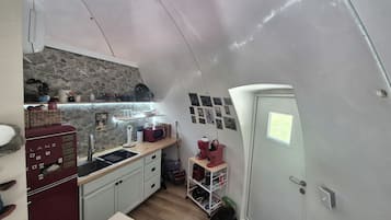 Fridge, microwave, dishwasher, coffee/tea maker
