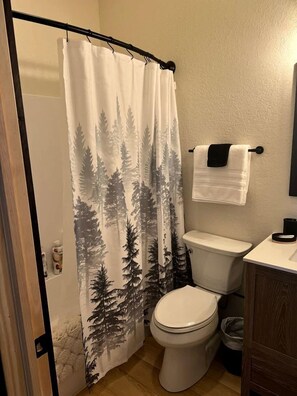 Baignoire à jets, sèche-cheveux, serviettes fournies