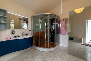 Jetted tub, hair dryer
