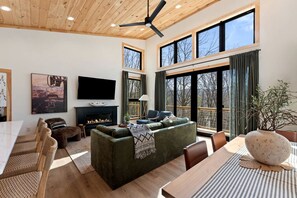 Fireplace - Modern Mountain Retreat with Hot Tub in Lost City, West Virginia (Lost City)