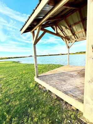 Terrace/patio - Scenic Waterfront Cabin with Private Island Access in Perth East, Ontario (North Perth)