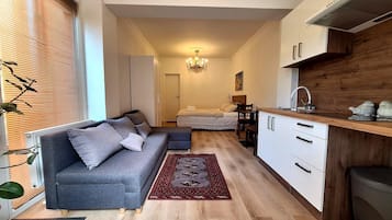 Standard Studio, 1 King Bed, Non Smoking, Kitchen | Living area