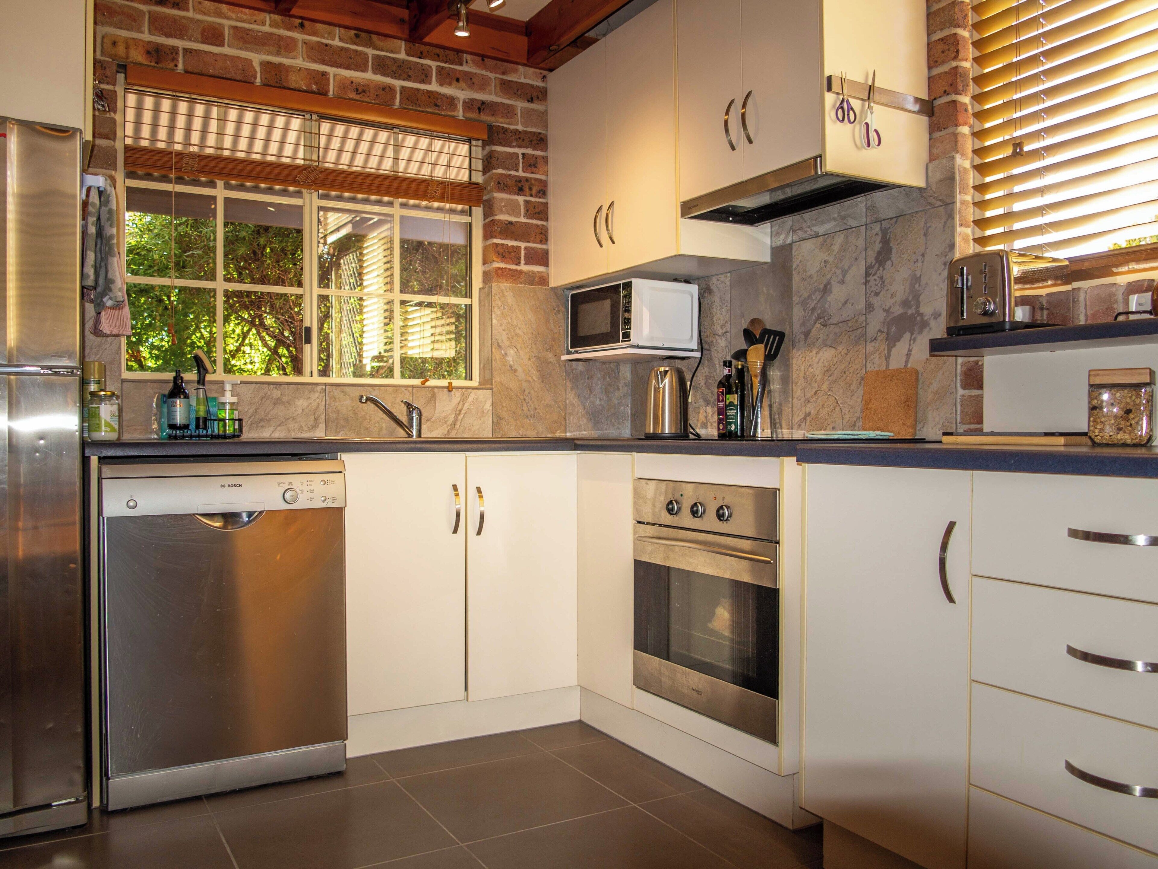 Self-cater. Fully equipped. Full oven. Large fridge & freezer. Nespresso maker. 