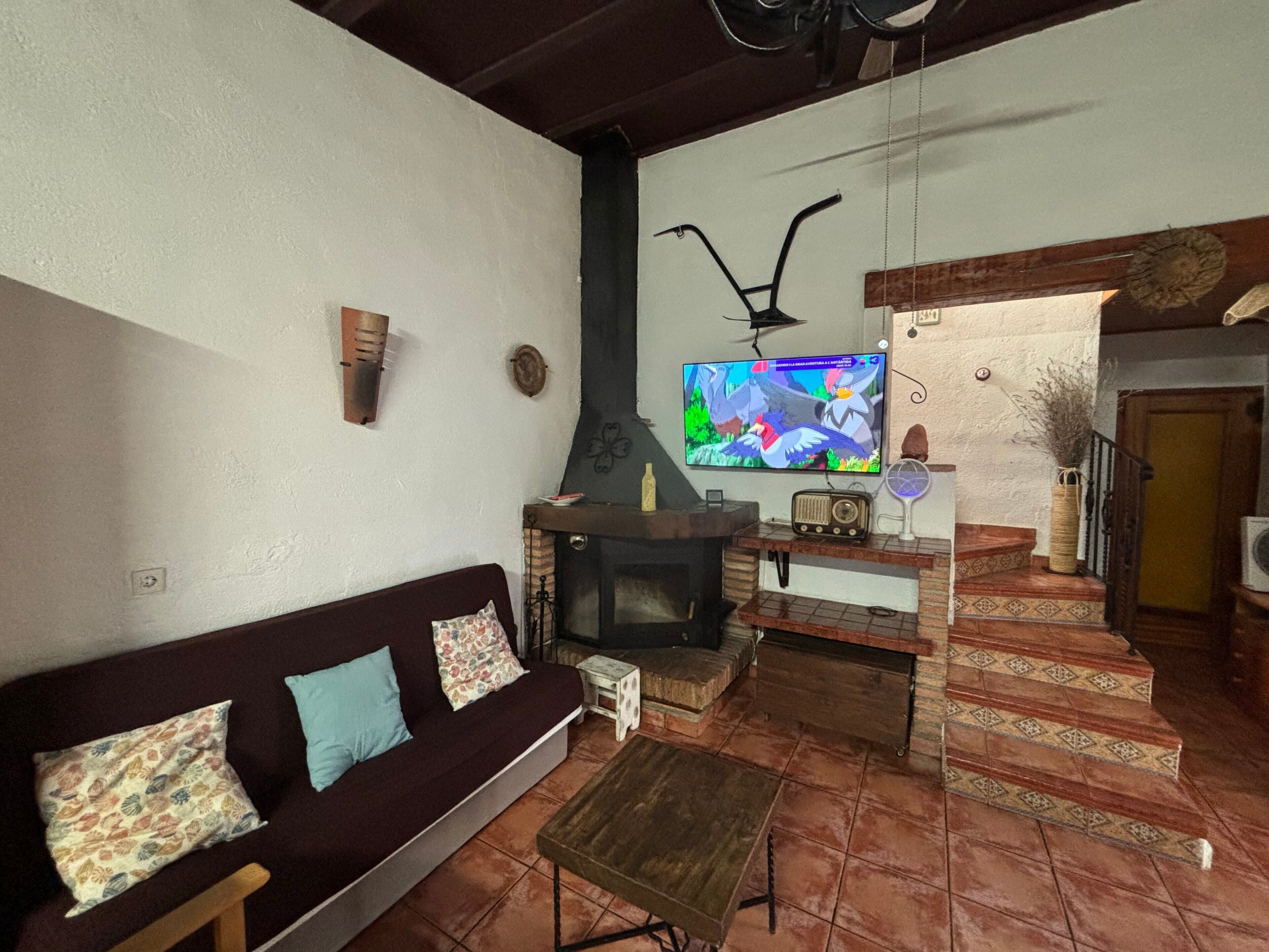 Televisión y chimenea 