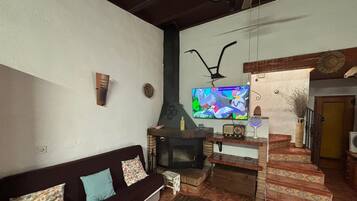 Televisión y chimenea