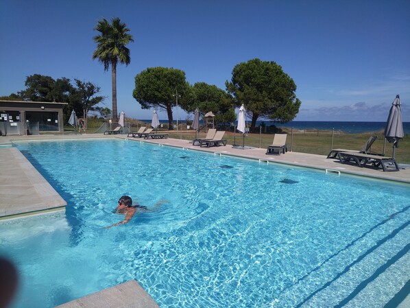 Pool - Chalet 'Notre Reve En Bord De Mer' with Shared Pool, Wi-Fi and Air Conditioning (Santa-Maria-Poggio)