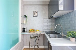 City-Apartment, 1 Doppelbett und Schlafsofa, Nichtraucher | Eigene Küche | Espressomaschine, Wasserkocher mit Kaffee-/Teezubehör, Wasserkocher
