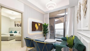 Deluxe Apartment, Balcony, City View | Living area - Vogue | Aykon City Business Bay near Metro Station (Dubai)