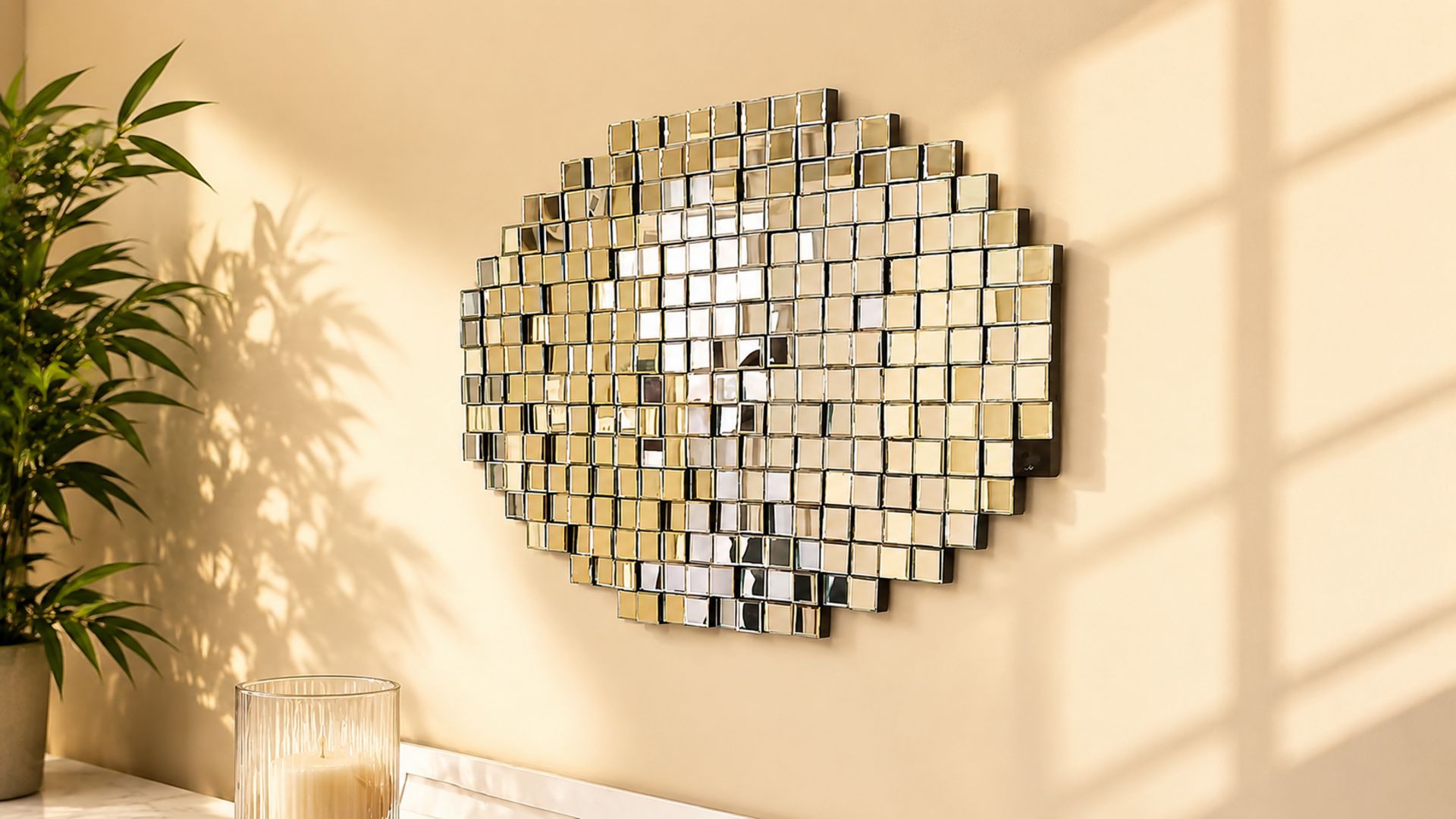 Ein Wandbild mit geometrischem Muster.