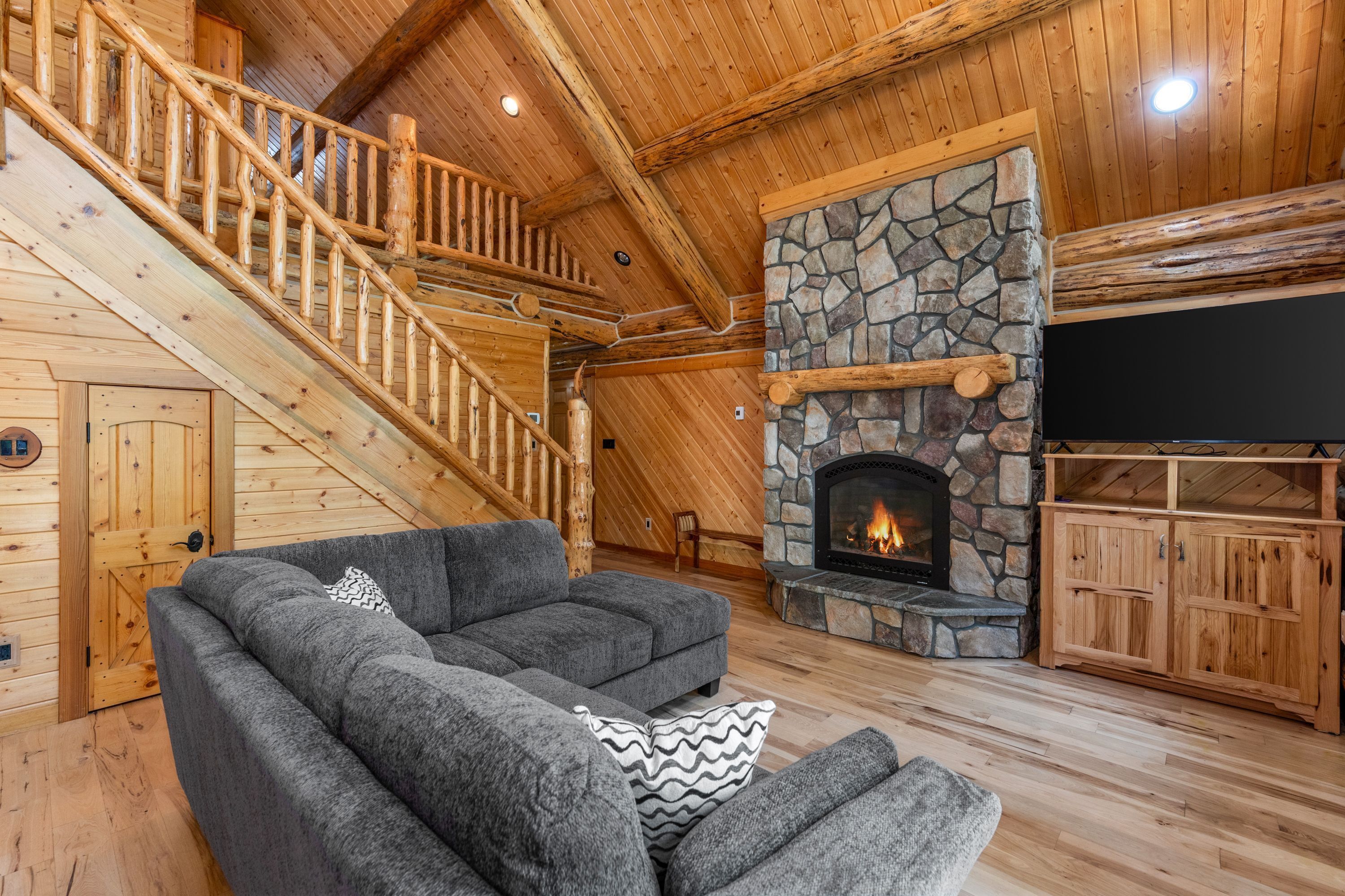 TV, fireplace
