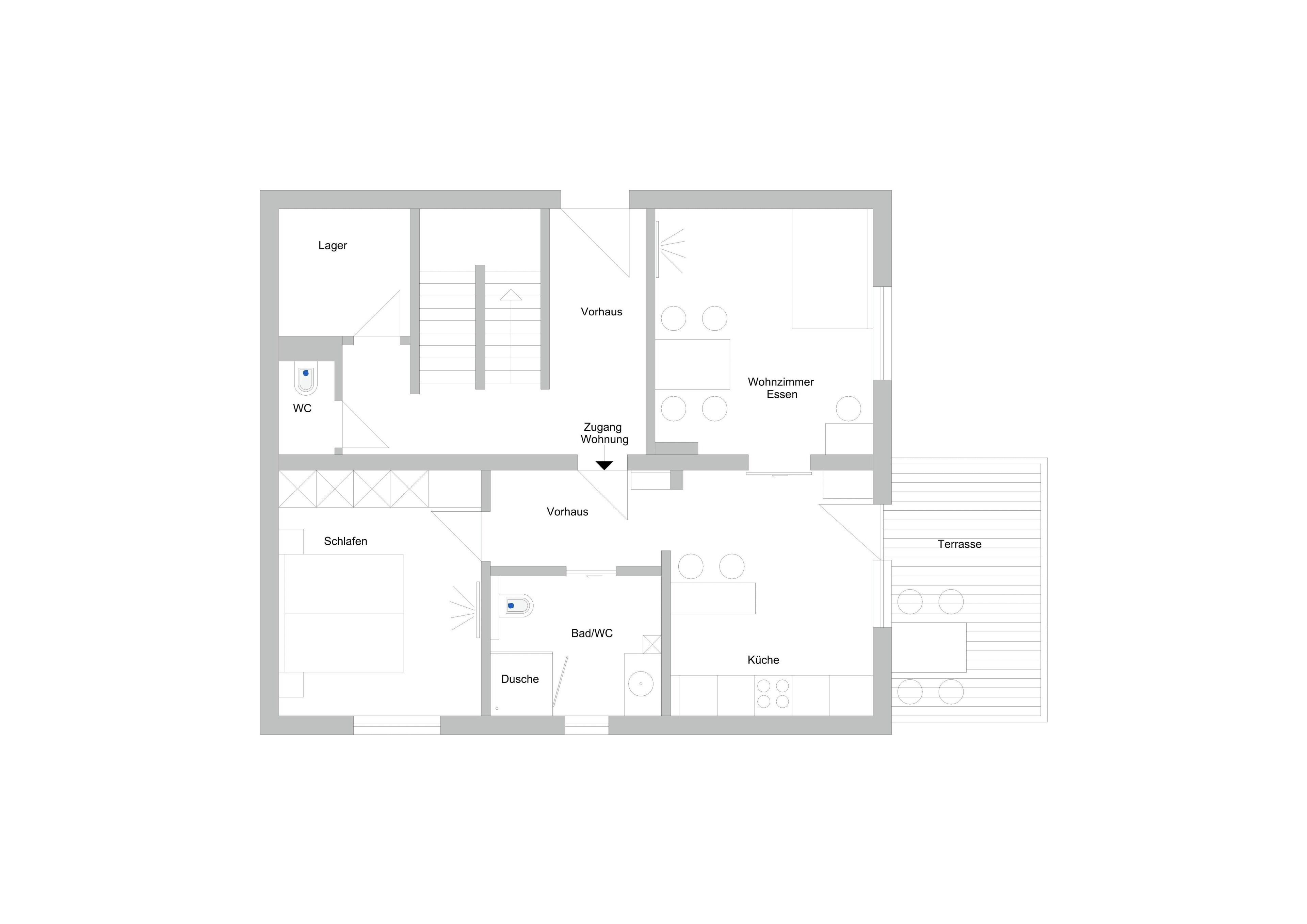 Classic Apartment, 1 Bedroom, Kitchen | Floor plan