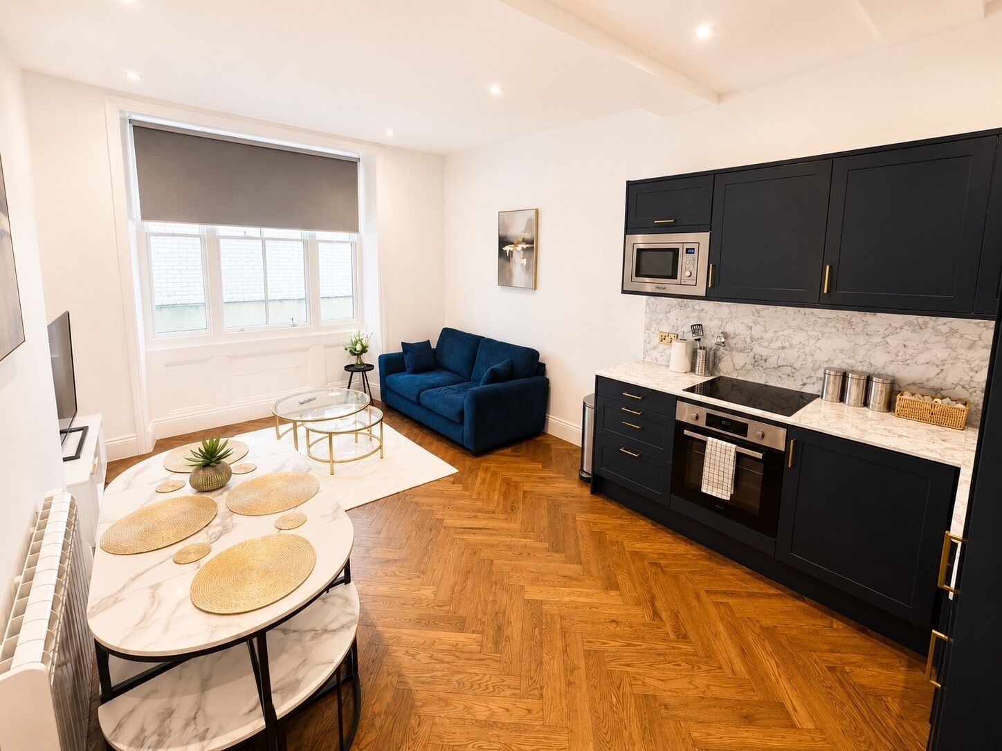 Fridge, microwave, oven, dishwasher