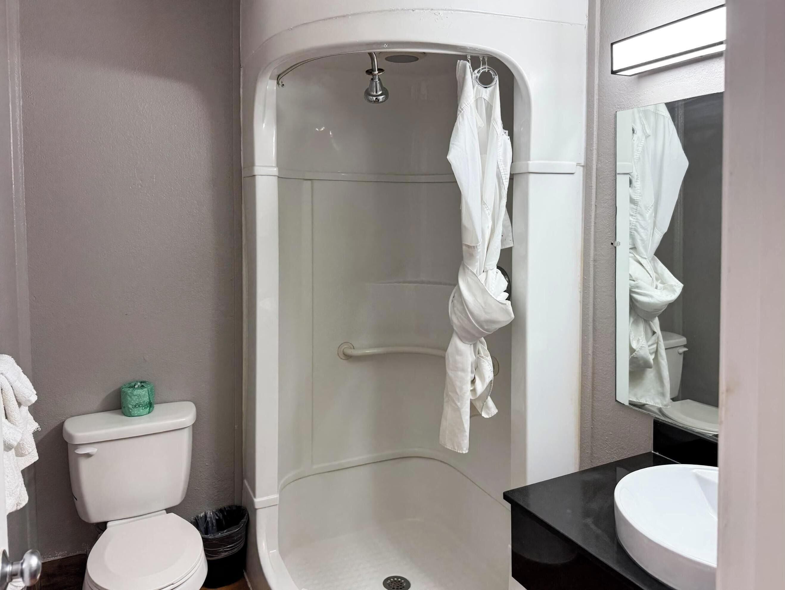 Chambre, 2 lits doubles, douche accessible en fauteuil roulant (Mobility, Access, Fridge, Microwave) | Salle de bain