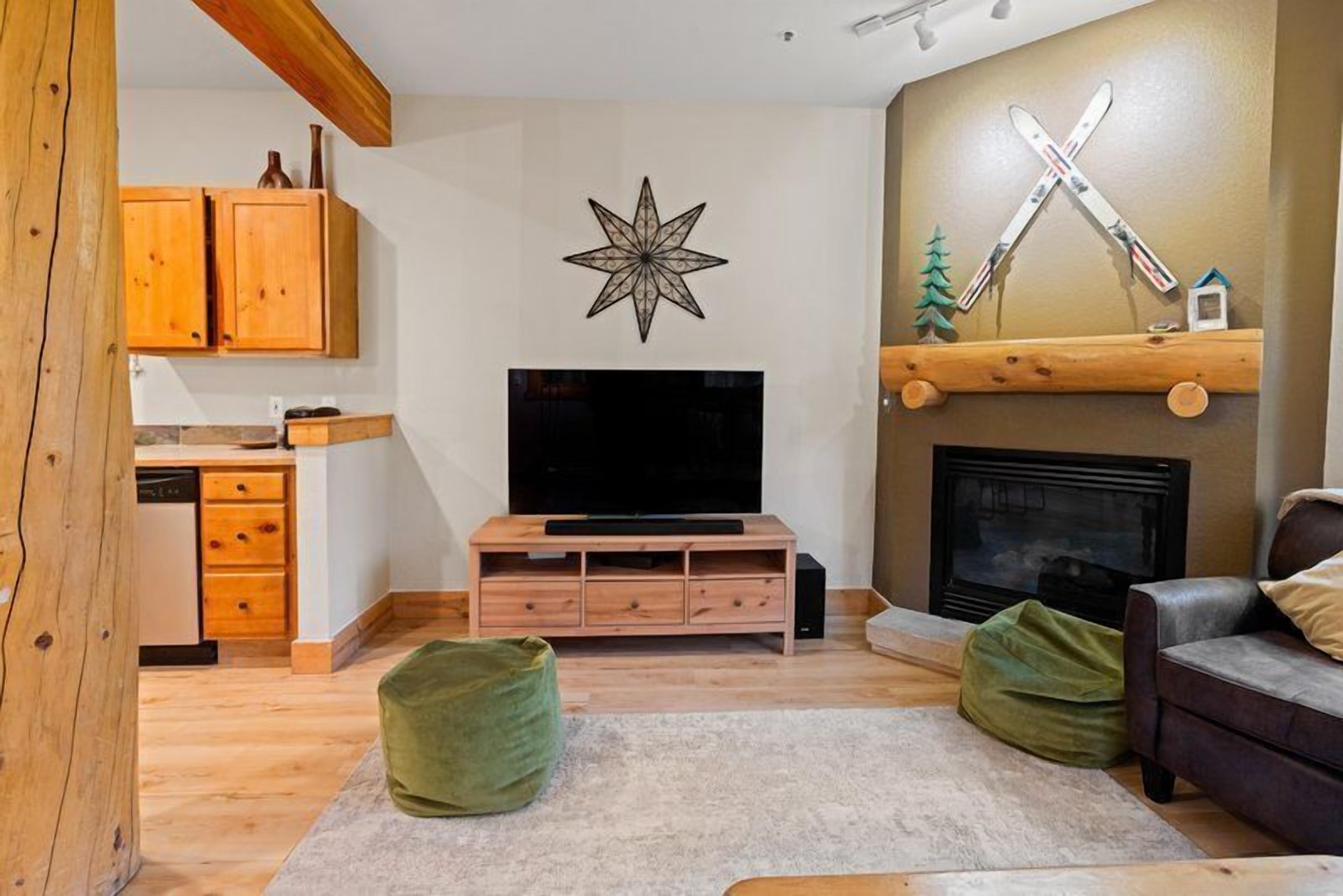 TV, fireplace, DVD player