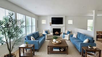 Smart TV, fireplace, video games, table football