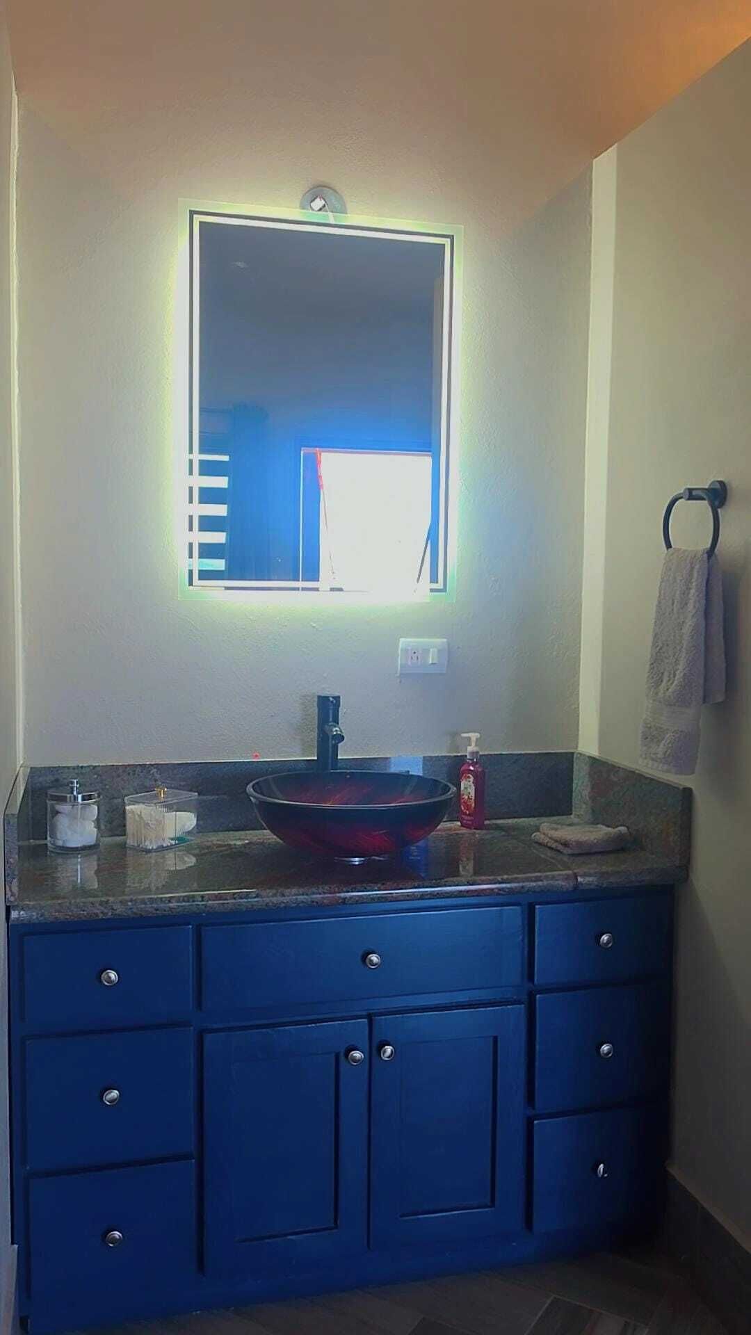 Shower, hair dryer, towels, toilet paper