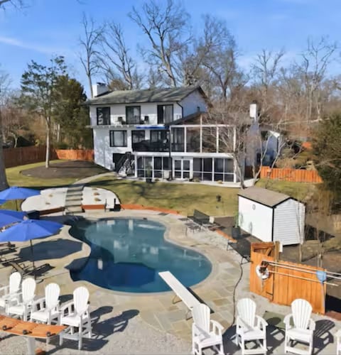 Resort style house on the river with dock,Fishing, boating, salt water pool!