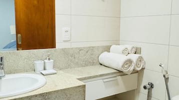 Bathroom | Shower, towels, soap, toilet paper