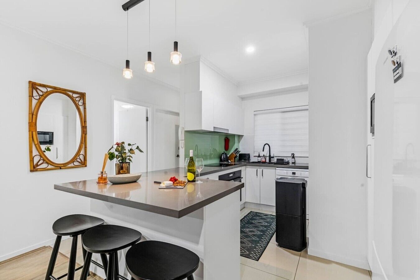 Fridge, microwave, oven, dishwasher