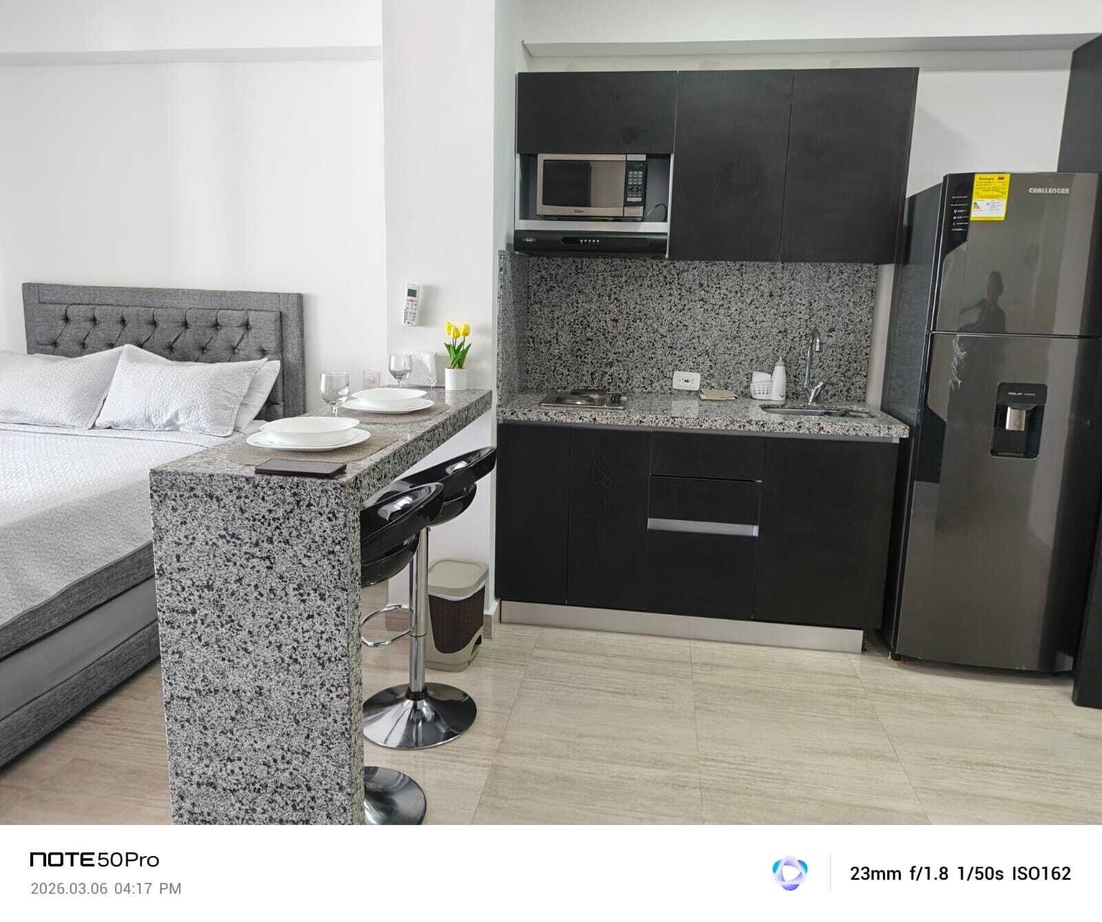 Comfort studio, balkon, uitzicht op meer | Privékeuken | Een minikoelkast, een microgolfoven, kookgerei, borden en bestek