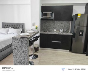 Comfort Studio, Balcony, Lake View | Private kitchen - MODERNA APARTA-SUITE CON VISTA AL LAGO (cartagena)