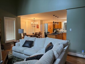 Smart TV, fireplace, video games, DVD player