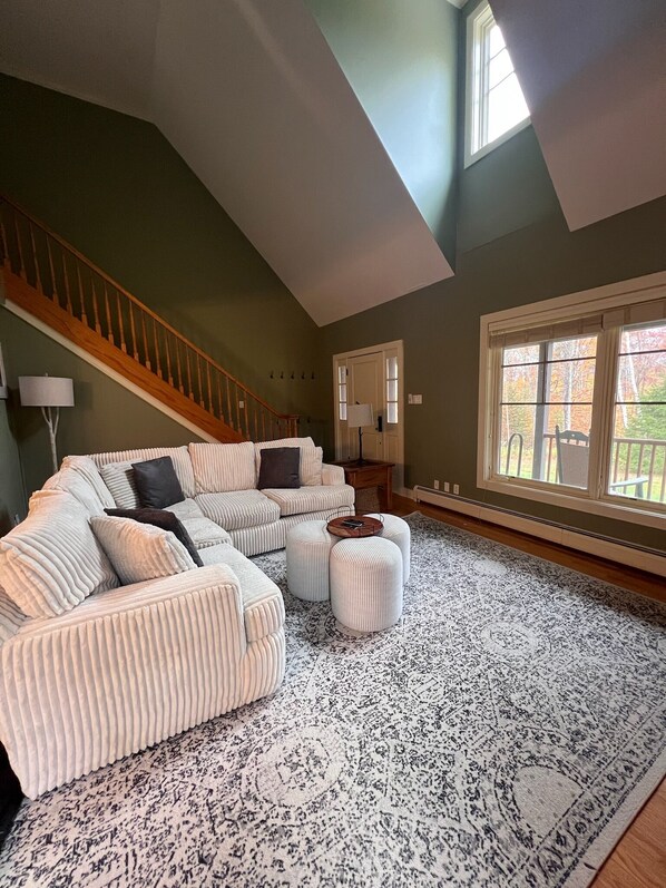 Smart TV, fireplace, video games, DVD player
