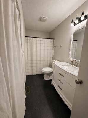 Shower, hair dryer, towels, soap - Fantastic 3-bedroom home •King bed • Washer Dryer • fenced in yard (Thomasville)