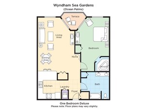 Floor plan - Club Wyndham Sea Gardens 1 bedroom with Jacuzzi, 1 bathroom unit on the beach (Pompano Beach)