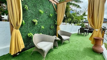 Studio, balkon, uitzicht op oceaan | Terras