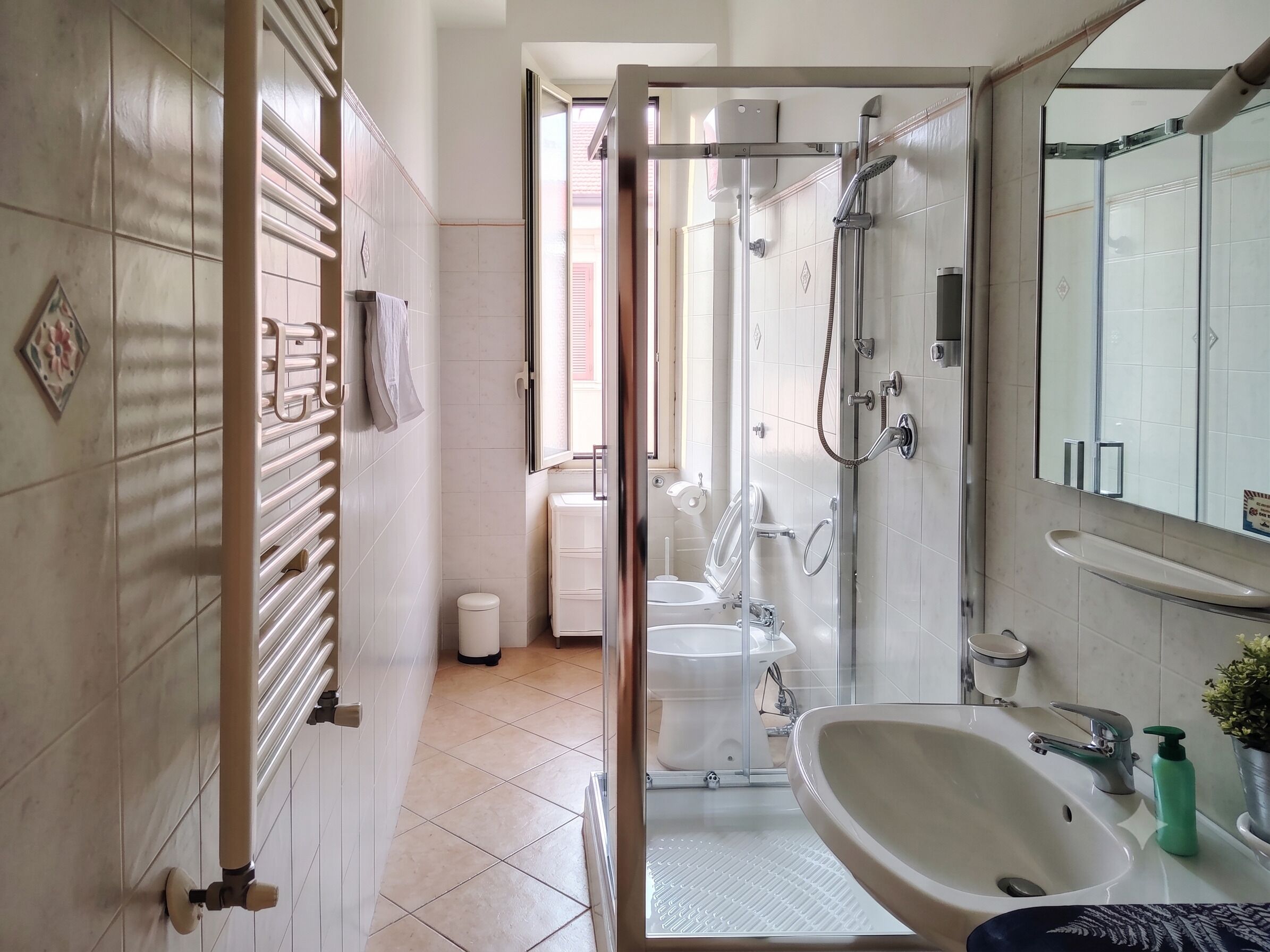 Dusche, Haartrockner, Bidet, Handtücher