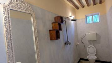 Classic Double Room, Pool View | Bathroom | Shower, free toiletries, towels, soap