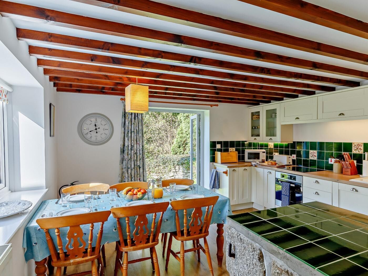 Microwave, oven, dishwasher, high chair