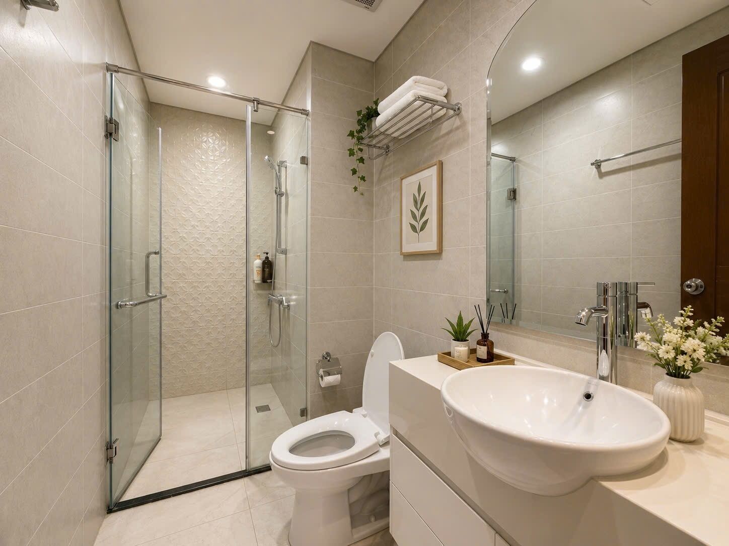 Een haardroger, een bidet, handdoeken, zeep