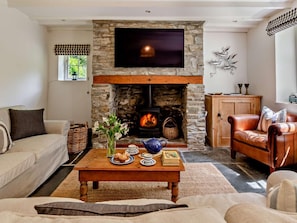 Fernseher, Kamin