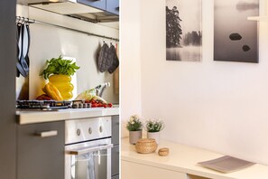 Wasserkocher mit Kaffee-/Teezubehör, Kühlschrank, Ofen, Wasserkocher