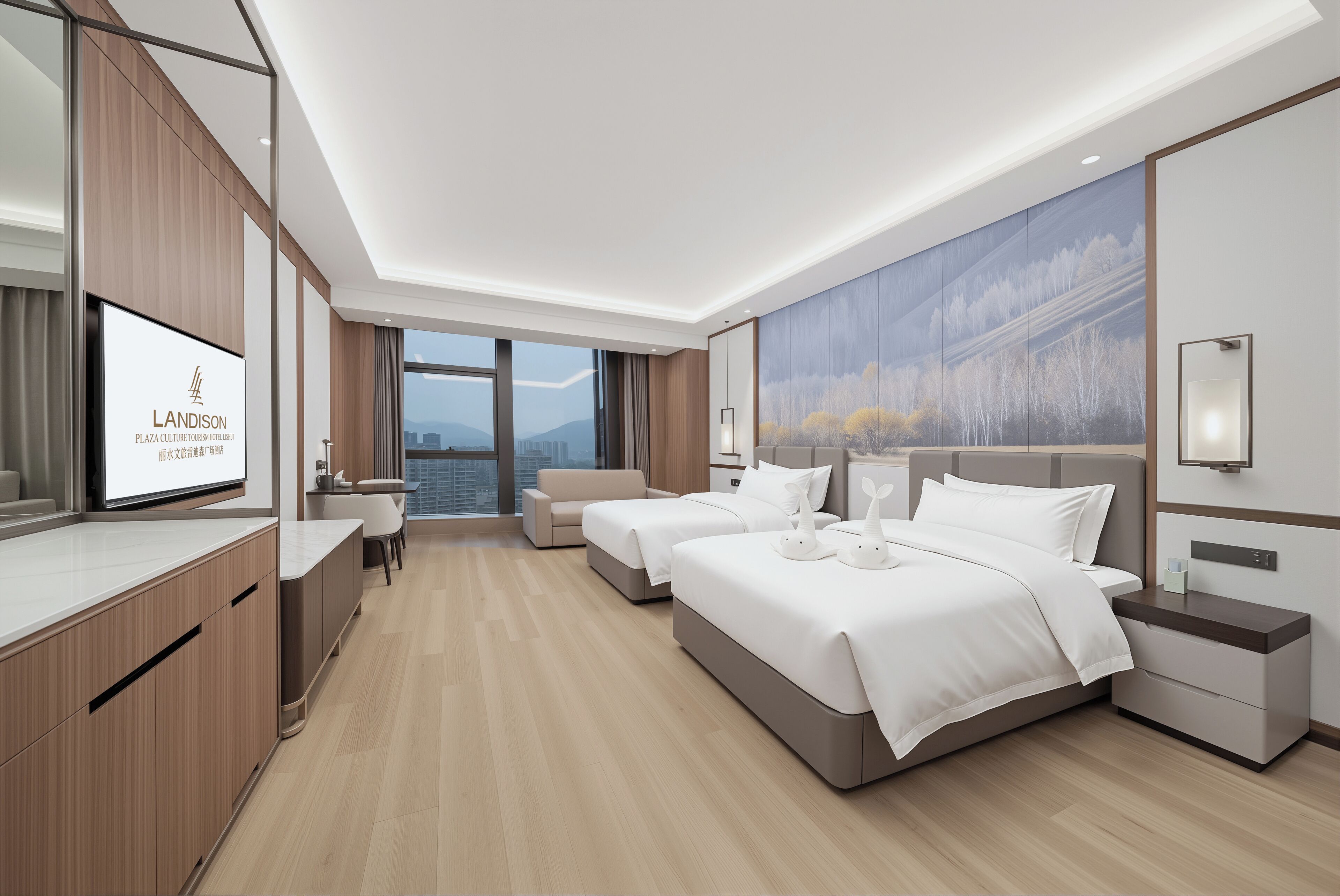 Habitación estándar con 1 cama matrimonial o 2 individuales, vista a la ciudad | Caja de seguridad en la habitación, cortinas blackout y wifi gratis 