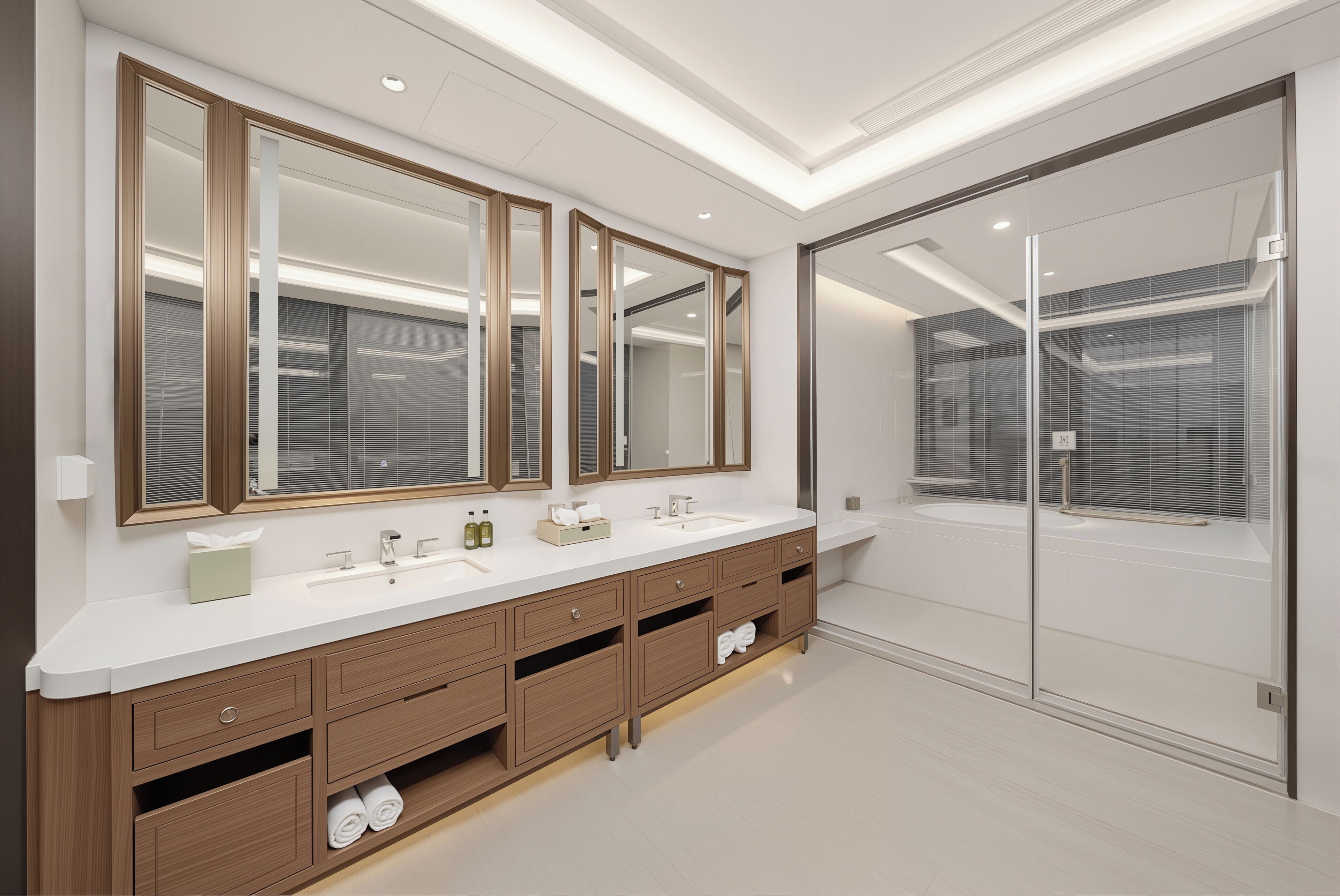 Separate tub and shower, hair dryer, towels, soap