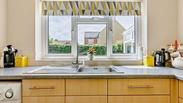 Oven, high chair, cookware/dishes/utensils