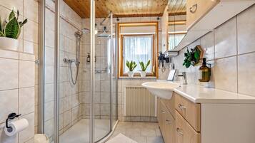 Dusche, Haartrockner, Handtücher