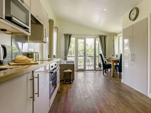 Oven, high chair, cookware/dishes/utensils