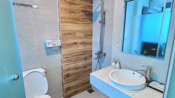 Basic Studio, Balcony, Lake View | Bathroom | Shower, hair dryer, towels, shampoo
